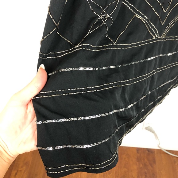 Free People Embellished Mini Slip Dress Size Medium Black Sleeveless Beaded - Picture 5 of 10